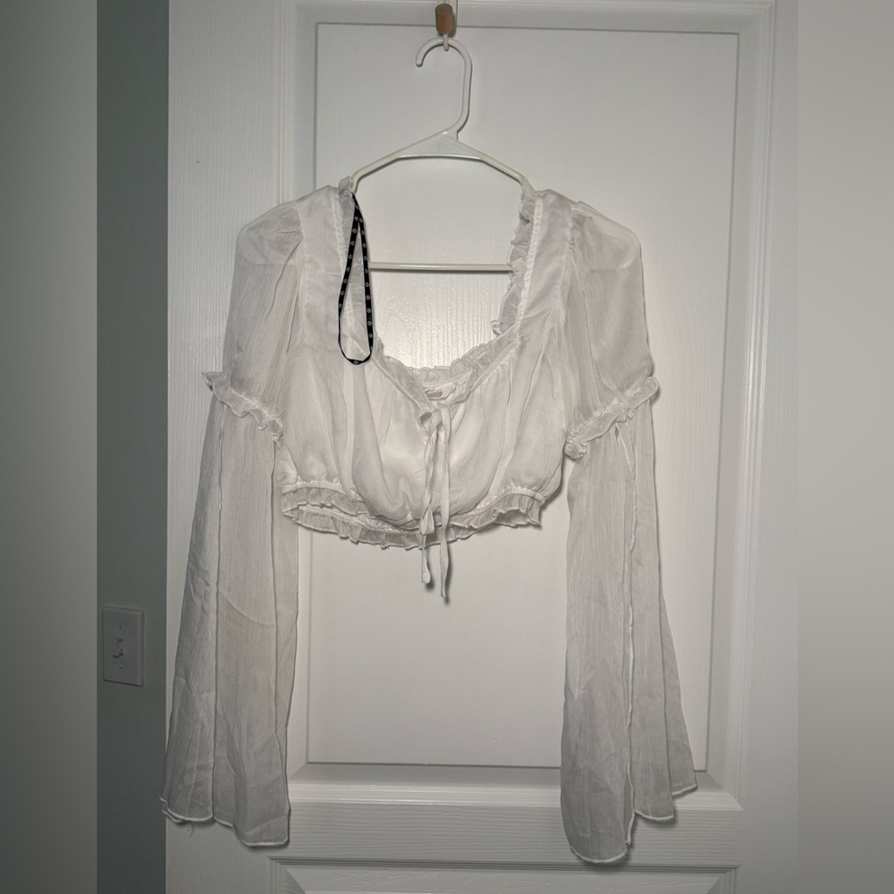 White Ruffled Women's Top